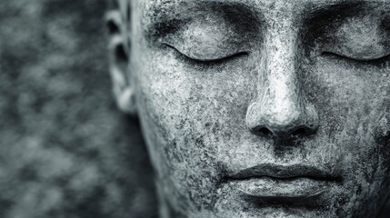 Statue of a woman's face with her eyes closed