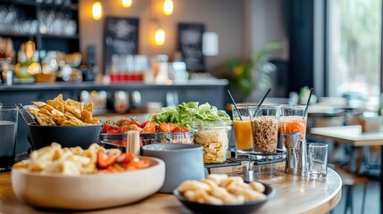 Fototapeta premium Tranquil Snack Bar Scene with Fresh Ingredients
