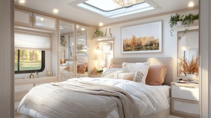 Cozy Inviting Bedroom Setup in Travel Trailer