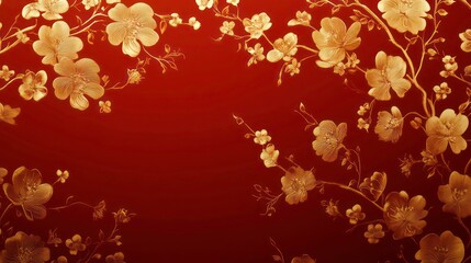 Elegant floral pattern in gold on a rich brown background, suitable for design purposes.