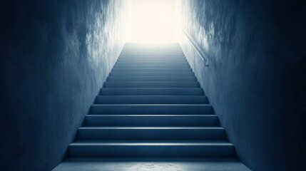 Fototapeta premium Staircase with a light shining through the top of it