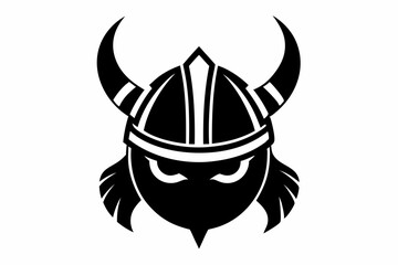 Viking Horned Helmet Silhouette, Ancient Viking Helmet Warrior Vector illustration