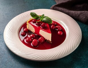 A fruits tart on a glass cake stand