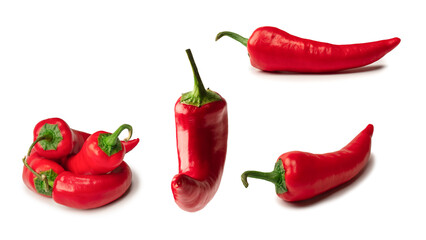 Red hot chili pepper isolated on a white background.