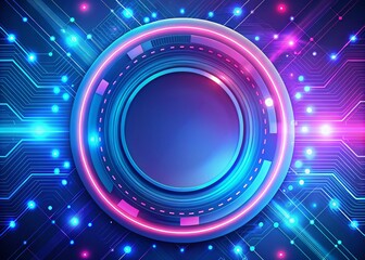 Blue and Pink Abstract Background with Circular Geometric Shapes for Modern Technology Concepts