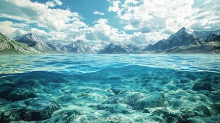 Fototapeta premium Serene Coastal View with Rising Sea Levels