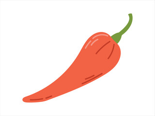 Vector flat illustration of red sweet paprika bell pepper isolated on white. Fresh natural vegetables.
