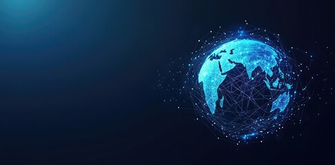 Fototapeta premium Abstract Global Network Concept with Glowing Connections Around Earth, Data Transfer Technology Background