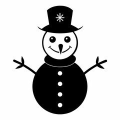 Funny Cute Snowman Black silhouette