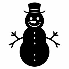 Funny Cute Snowman Black silhouette