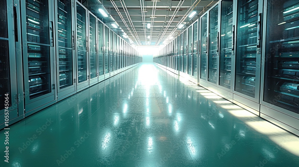 Poster data warehouse. smart warehouse management system, secure data warehouse protected by layers of digi