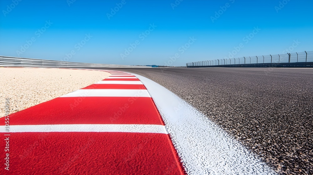 Poster dynamic motorsport circuit with sharp turns - panoramic view and vibrant trackside lights capturing 