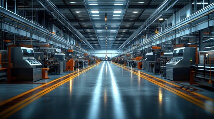 Fototapeta premium Industrial facility with machinery and production lines.