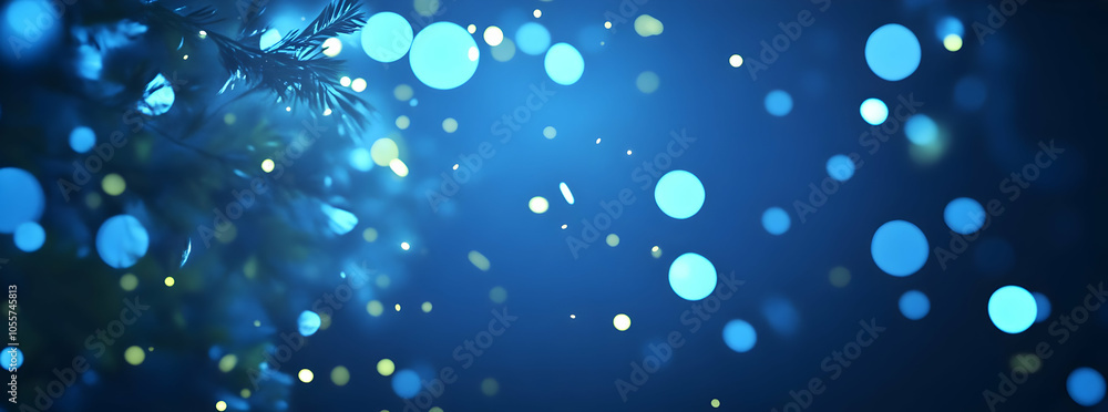 Poster a serene blue background with soft bokeh lights, creating a calming atmosphere.