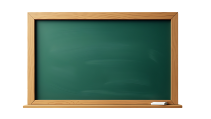 Green school chalkboard isolated on white transparent background, png element clipart. Classroom blackboard
