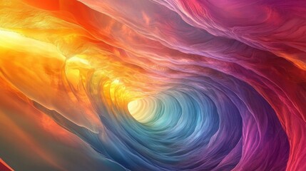 A stunning display of vibrant colors blends seamlessly, forming an abstract landscape that captivates with its dynamic movement and creative energy, inviting viewers to explore its depths.