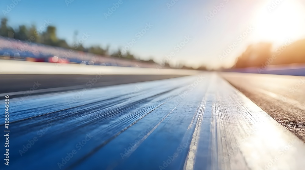 Poster dynamic drag action - captivating speed illusion with high detail in a race-ready moment on a straig