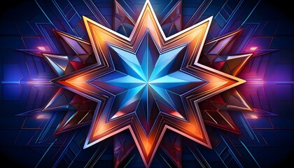 Abstract Starburst background with sharp, geometric stars in metallic colors