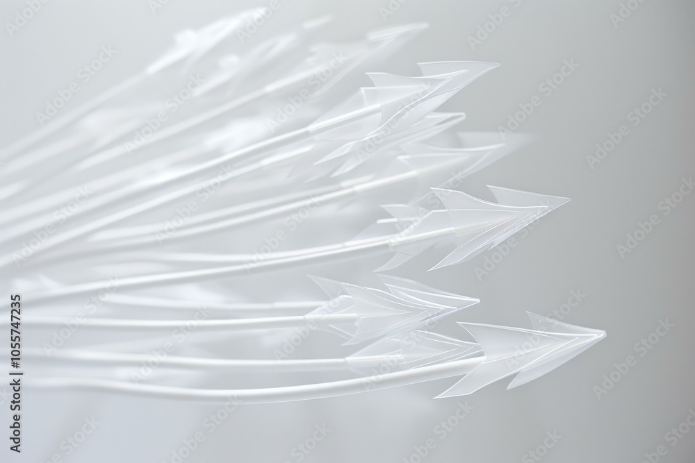 Poster bundle of white translucent arrows pointing to the right on a white background representing concepts
