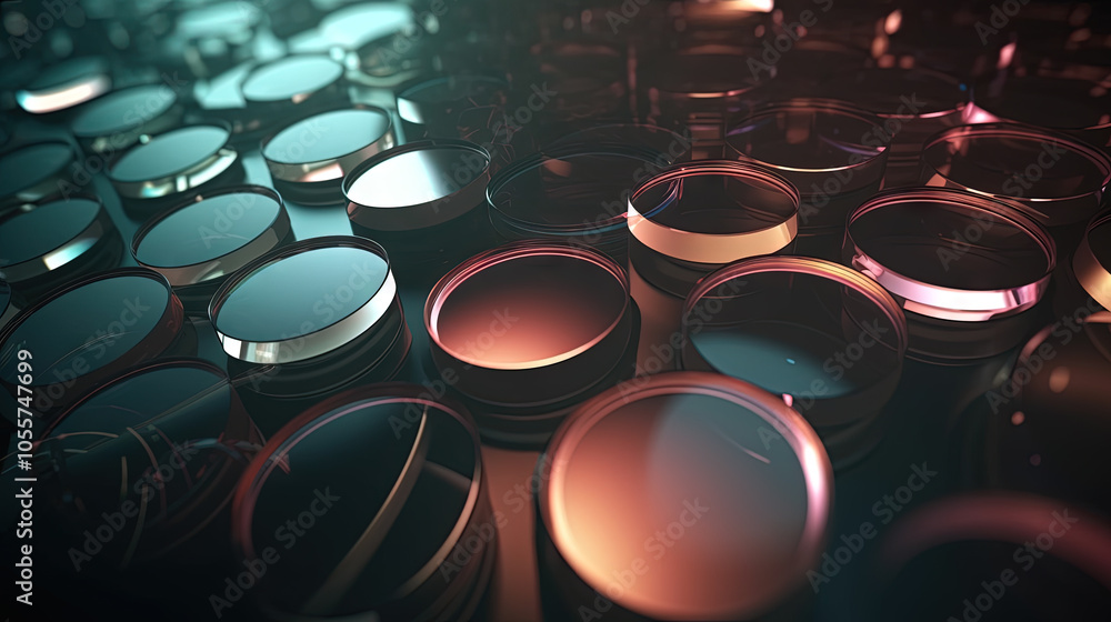 Aufkleber Technology abstract background with hud styled round interface elements in neon tech light.