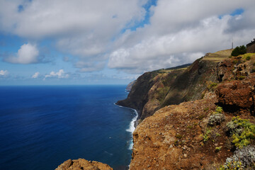 cliffs of the Ponta do Pargo Lighthouse Viewpoint; viewpoint is located at Ponta da Vigia, the westernmost cape of the island (Madeira, Portugal)