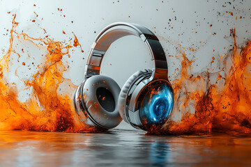 Modern Headphones Illustrating Noise Cancellation in a Serene Setting