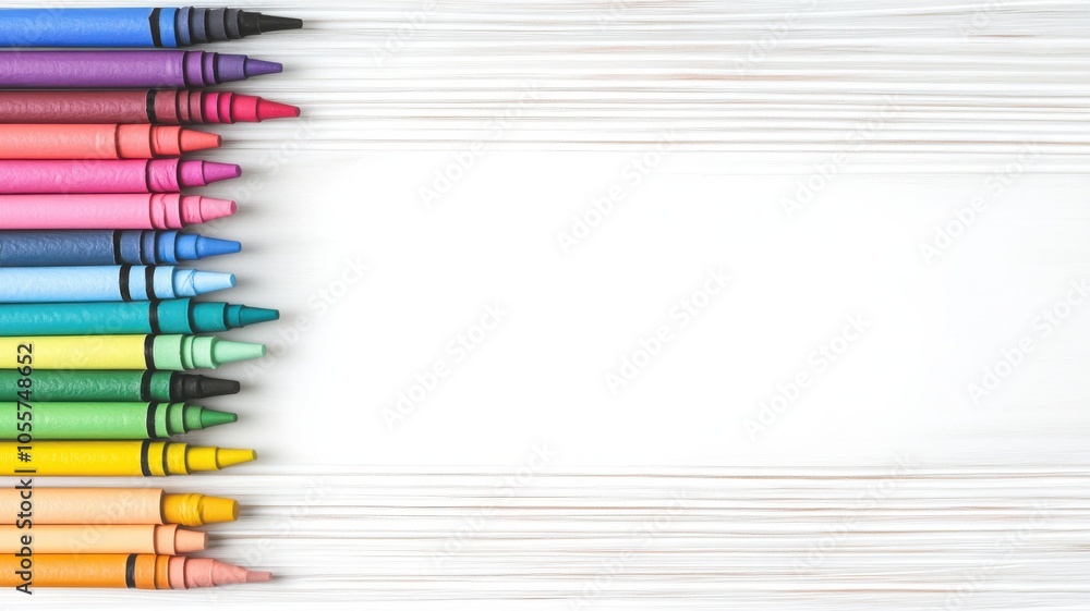 Aufkleber a vibrant array of crayons lined up against a blank backdrop, perfect for creative projects and arti