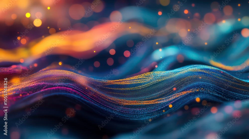 Aufkleber abstract waves with shimmering colors and soft light effects.
