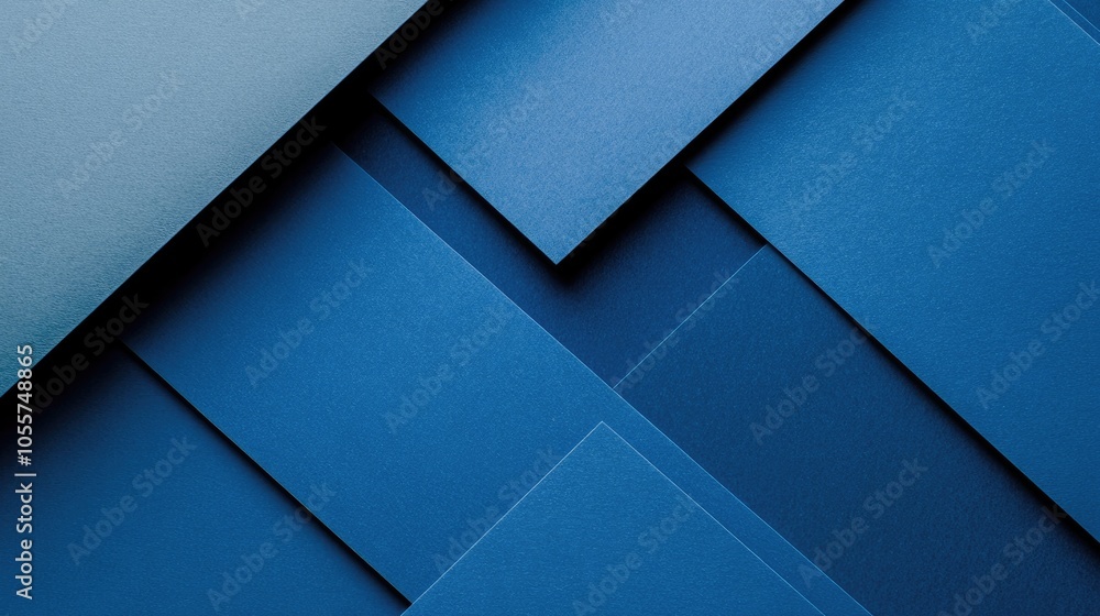 Poster Abstract classic blue paper backdrop with ample space for text Diagonal geometric design in a top down flat lay presentation Trendy color concept for 2020