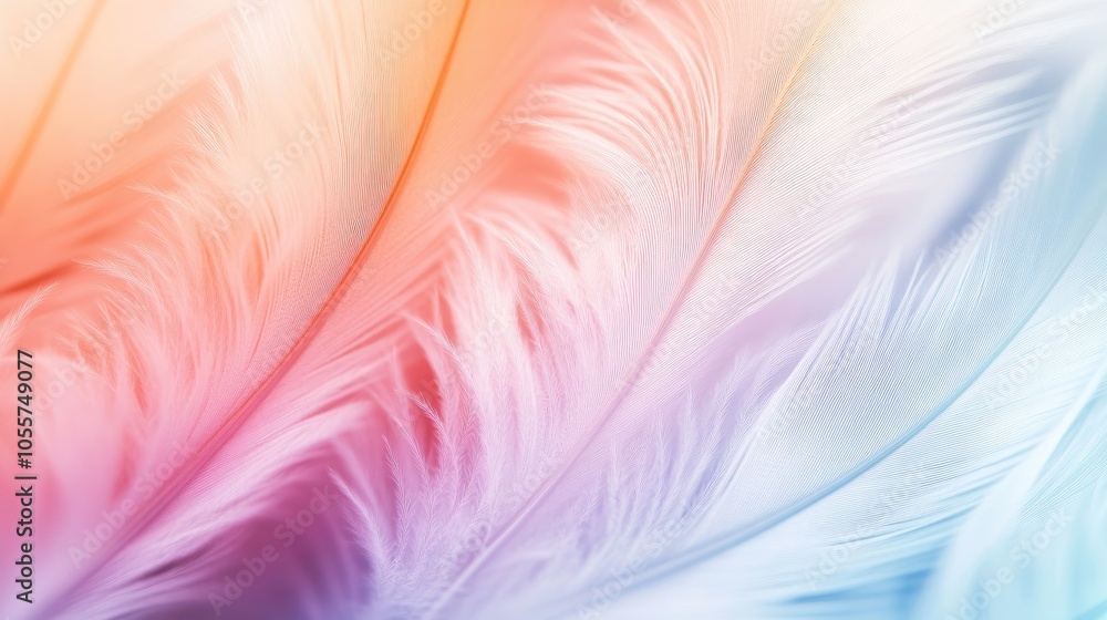 Poster Soft colored feather background with a blurred effect ideal for graphic design projects