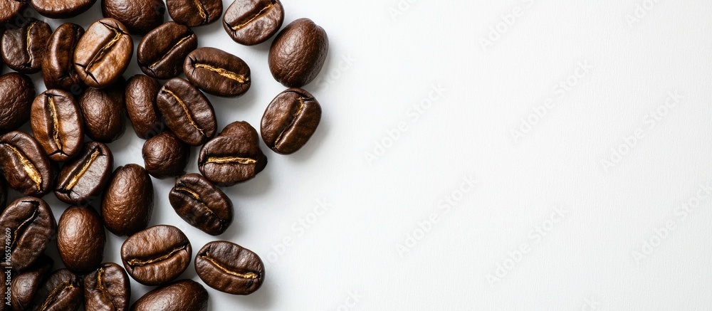 Poster coffee beans with white background for copy space