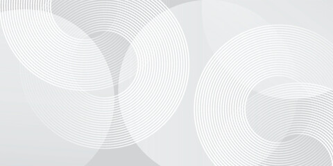 Abstract white glowing geometric lines on gray background. Modern shiny blue circle lines pattern. Futuristic technology concept. Suit for cover, poster, banner, brochure, header, website vector