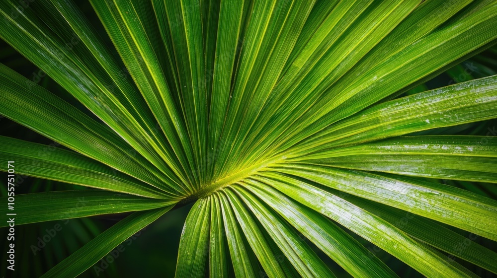 Poster textured tropical palm leaf creating a macro natural background