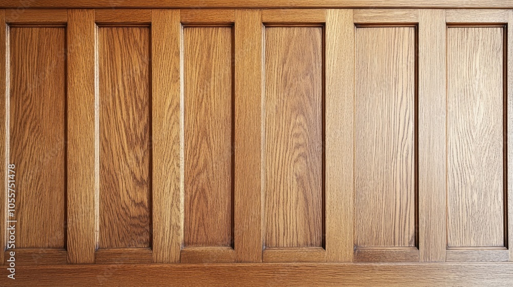 Poster a close up view of oak paneling featuring a warm honey toned finish the natural grain and subtle mat
