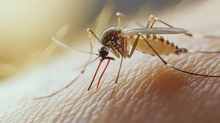 Mosquito Feeding on Skin