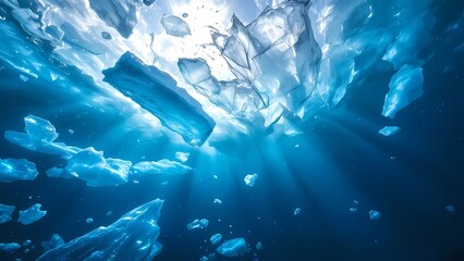 Obraz premium Underwater Ice with a Tranquil Mood in a Blue Depths