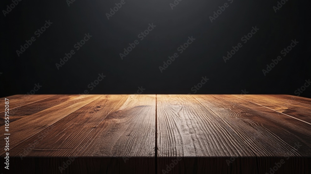 Poster minimalistic wooden table surface suitable for product display against a plain background
