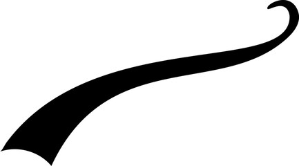 Single black swoosh shape is swirling upward on a white background. It can be used for emphasis or as a design element.