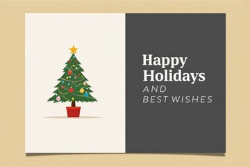 Christmas greeting card design with festive tree and best wishes message