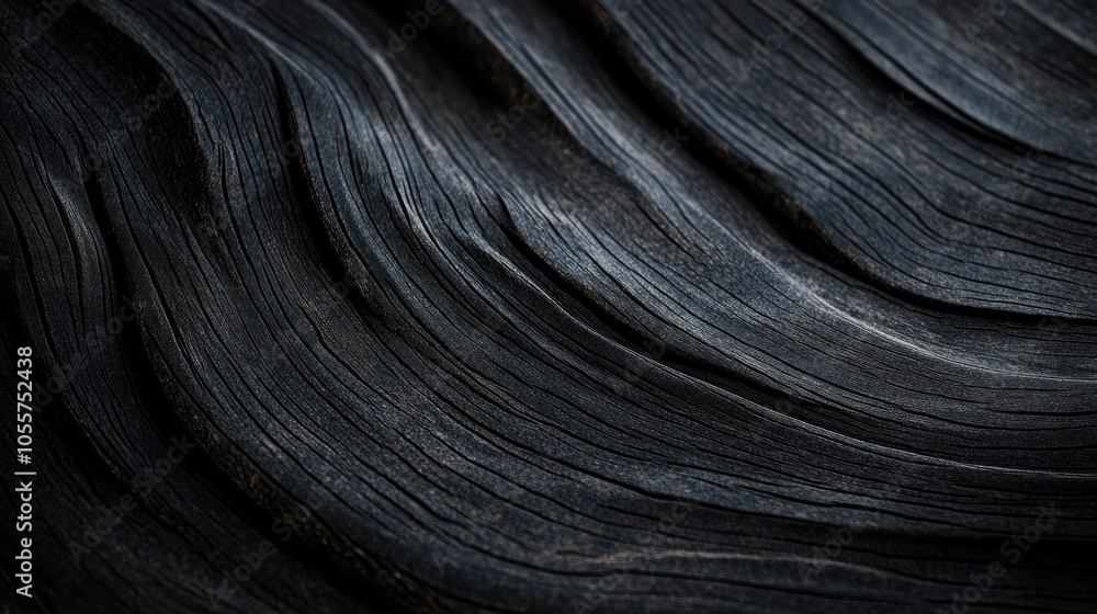 Poster a monochromatic image showcasing wood grain in a deep color palette