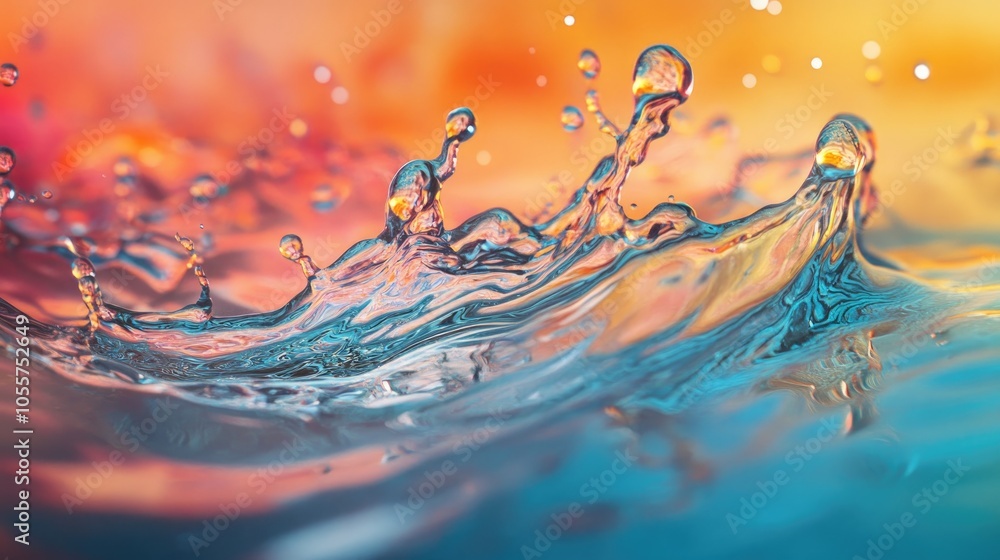 Poster a captivating water splash showcasing the dynamic flow and elegance of liquid in a vibrant pristine 