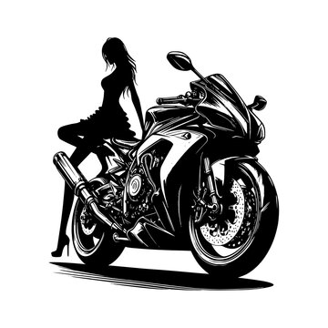 recommend clip art: Stylist motorcycle sport bike silhouette motorcycle racing illustration vector in white background