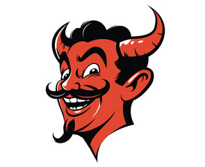 Retro vintage devil face. Mascot