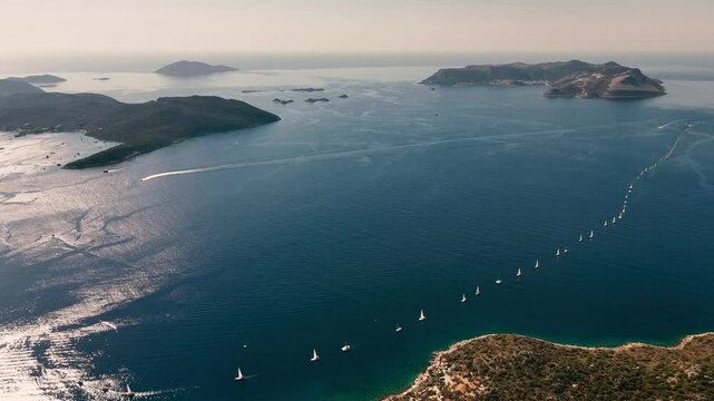 Yachts Passing During the Republic Day Parade in Antalya's Kas District, Turkey