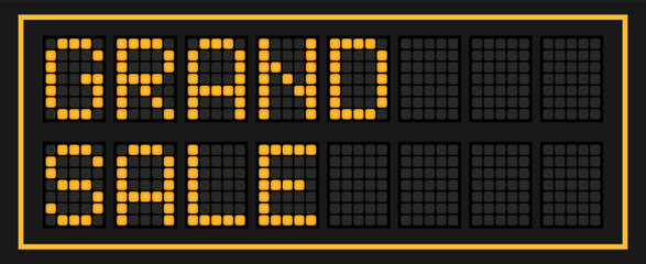 Orange color led banner in word grand sale on black background