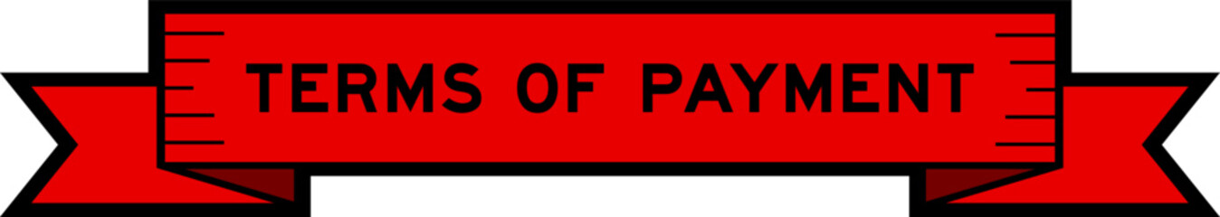 Red ribbon label banner with word terms of payment on white background