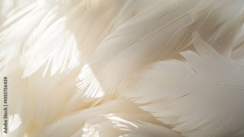 Poster Close up of soft delicate white feathers forming a textured backdrop
