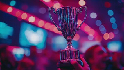 Championship Trophy at Gaming Event Celebration