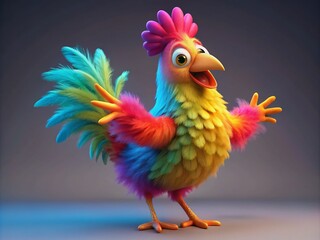 Fototapeta premium Chicken Dance Animation - 3D Render with Alpha Channel for Engaging Visual Content