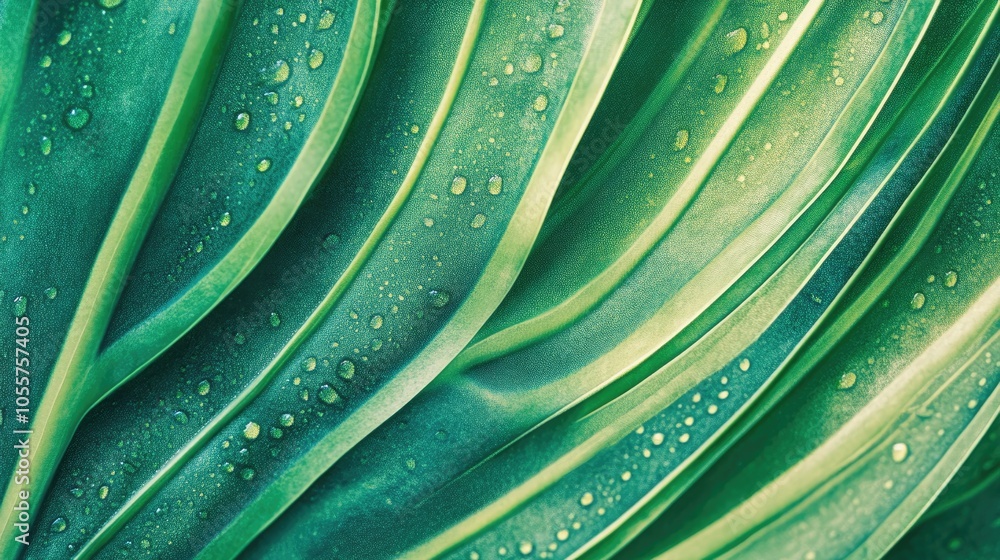 Poster textured tropical palm leaf creating a macro natural background